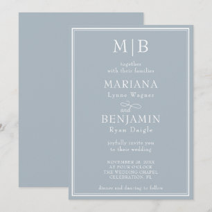 Moderne Border Minimalist Boho Hellgraue Hochzeit Einladung
