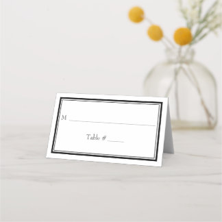 Moderne Border Minimalistische Schwarz-Weiß-Hochze Platzkarte