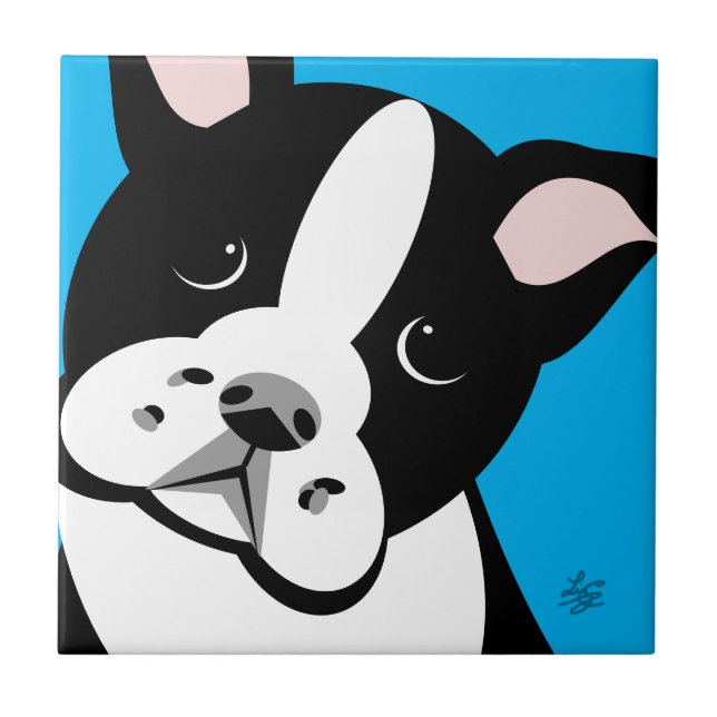 Moderne Boston Terrier Lover Art Tiles Fliese (Vorderseite)