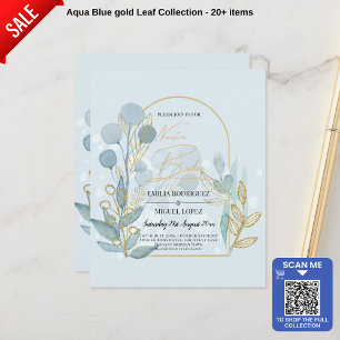 Moderne Botanica; Aqua SeaGlass Gold Wedite Einlad Flyer