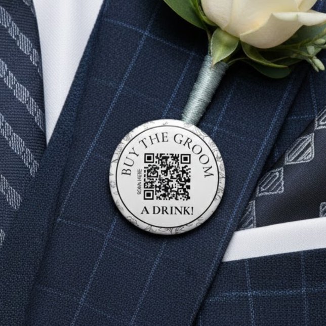 Moderne Botanik Kauf dem Bräutigam einen Drink QR- Button (Von Creator hochgeladen)