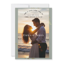 Moderne Botanik "Save the Date" in Salbeigrün und 
