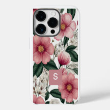 Moderne botanisch-rosa Blume Mit Monogramm