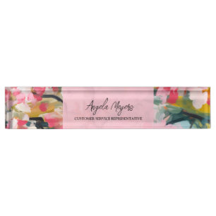 Moderne Botanische Abstrakte Florale Personalisier Namensplakette