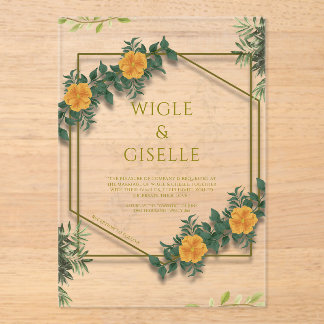 Moderne botanische Acryl-Hochzeits-Einladung Acryleinladungen