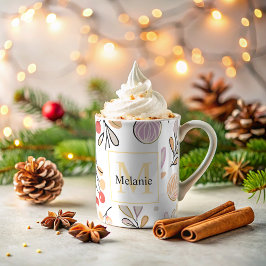 moderne botanische Aquarellfeiertage Monogramm Kaffeetasse