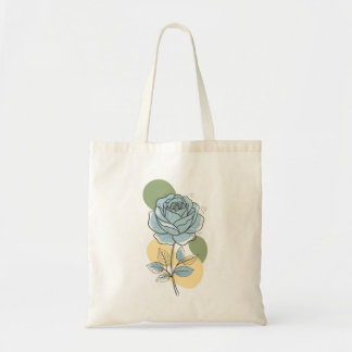 Moderne botanische Ästhetik - Blaue Rose Linienkun Tragetasche