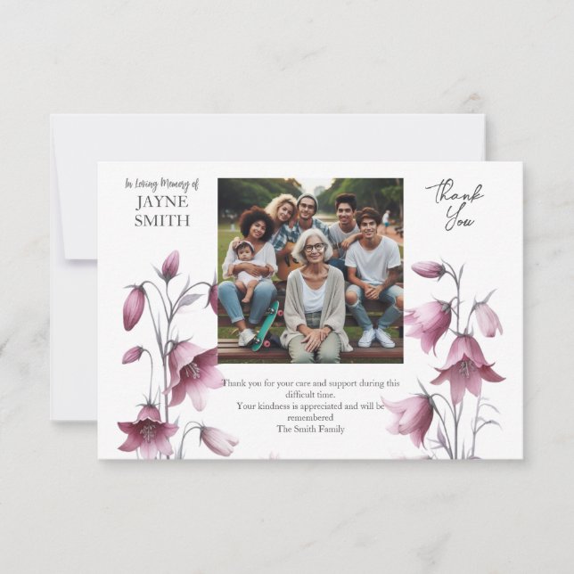 Moderne botanische Beerdigung Dankeskarte (Vorderseite)