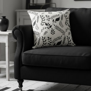 Moderne botanische Blätter Muster weiß Kissen