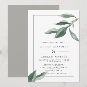 Moderne botanische Blätter zum Hochzeitsempfang Einladung
