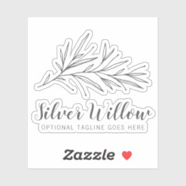 Moderne Botanische Blätterzweige Silber-Minimal-Lo Aufkleber