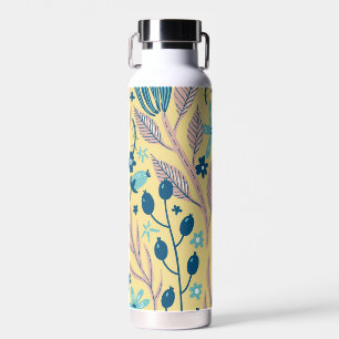 Moderne botanische blaue Blumengestaltung auf Beig Trinkflasche