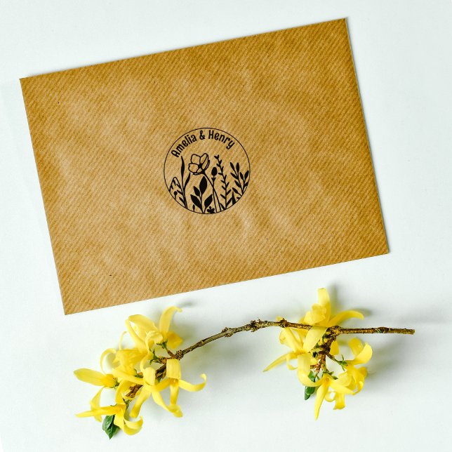 Moderne botanische Blume, Hochzeiten Gummistempel (Von Creator hochgeladen)