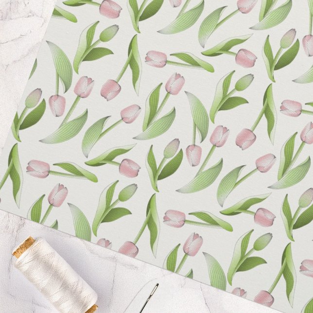 Moderne botanische Blume Pink Tulip Stoff (Von Creator hochgeladen)