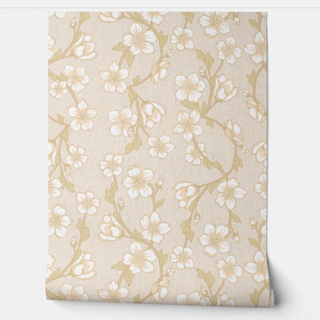 Moderne botanische Blume Tapete (Abrollen)