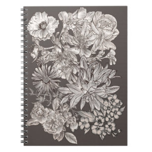 Moderne botanische Blumen im Vintage-Stil in Elfen Notizblock