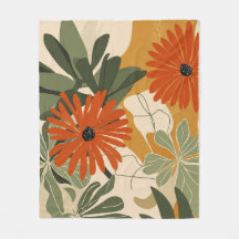 Moderne botanische Blumen-Wurfdecke | Vintage