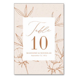 Moderne Botanische Blumenkreuz & Terracotta Brown Tischnummer