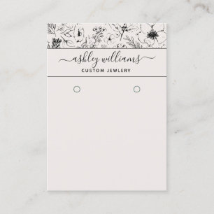 Moderne botanische Blush & Black Earring Card Visitenkarte