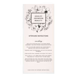 Moderne botanische Blush & Black Hair Stilpflege Werbekarte