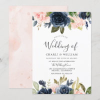 Moderne Botanische Blush & Navy Blumenhochzeit