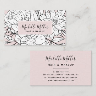 Moderne botanische Blush-Schrift Visitenkarte