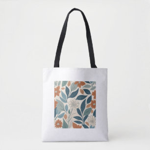 Moderne botanische Blüten – Terrakotta und Blau