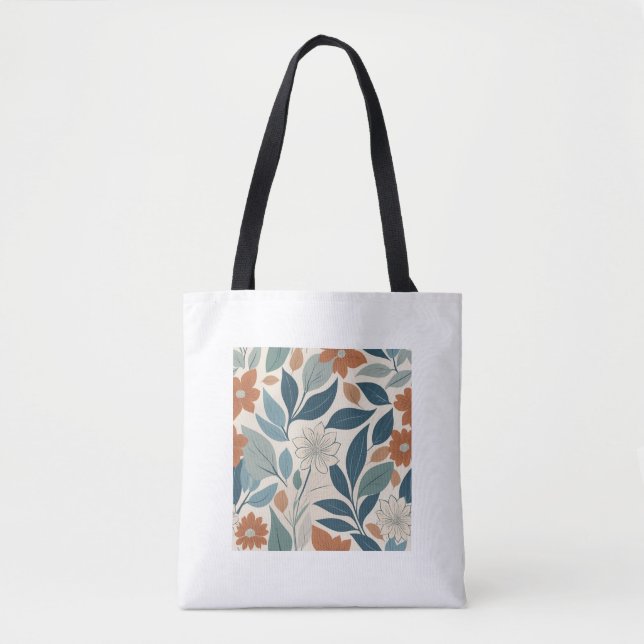 Moderne botanische Blüten – Terrakotta und Blau (Vorderseite)
