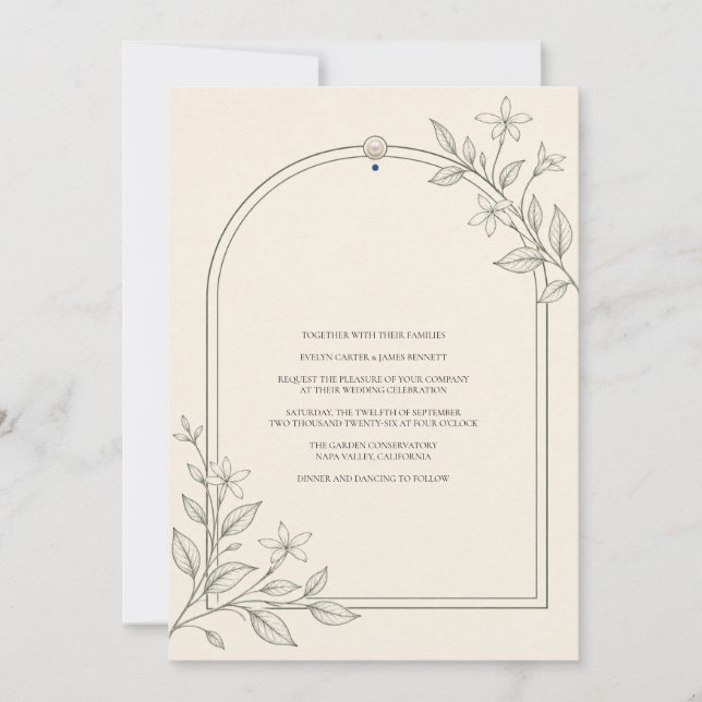 Moderne botanische Bogen-Hochzeitseinladung Einladung (Vorderseite)