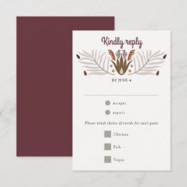 Moderne botanische Boho Meal Choice Wedding RSVP