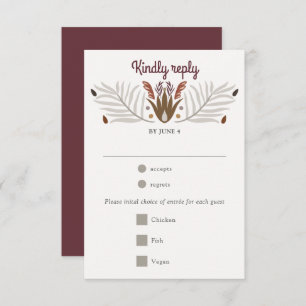 Moderne botanische Boho Meal Choice Wedding RSVP