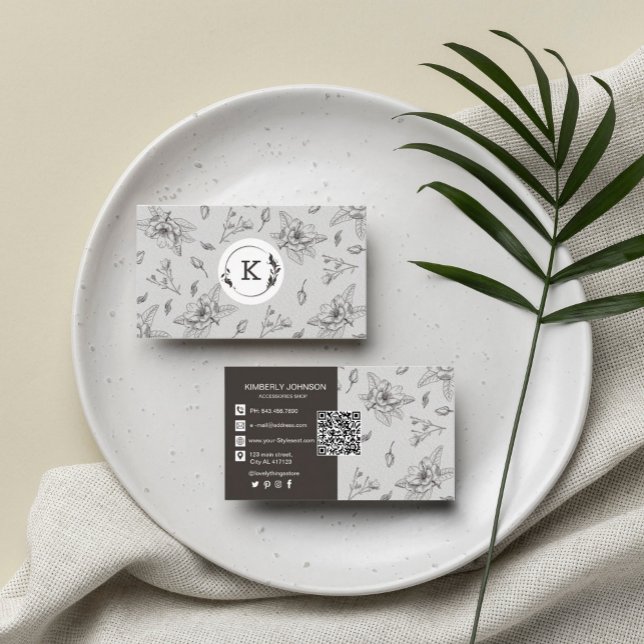 Moderne botanische braune Visitenkarte (Modern Botanical Brown Business Card. professional logo. #botanicalnaturetheme #whitecraftpaper)