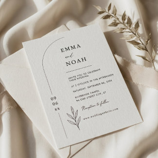 Moderne botanische Budget-Foto-Hochzeit Einladung