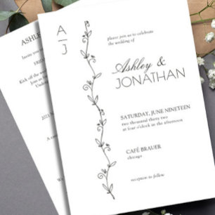 Moderne Botanische Dividende Hochzeit Einladung