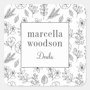 Moderne Botanische Doula Square Business Card Quadratischer Aufkleber