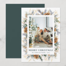 Moderne botanische Dunkelwälder Grün frohe Weihnac