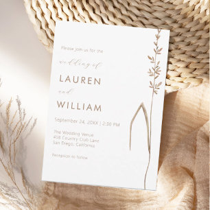 Moderne botanische einstämmige Wildblumen-Hochzeit Einladung
