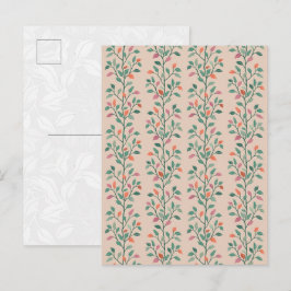 Moderne botanische elegante Blattmuster auf Erröte Postkarte