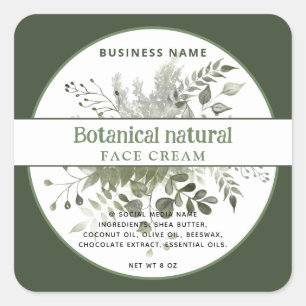 Moderne botanische elegante Produktgrünpflanze Quadratischer Aufkleber