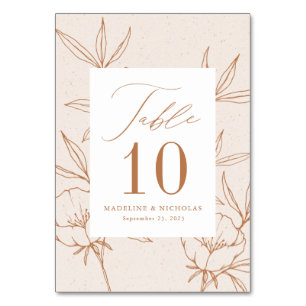 Moderne botanische florale Creme & Terrakotta-Brau Tischnummer