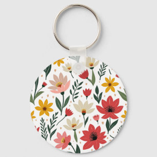 Moderne botanische florale farbenfrohe Sommergarte Schlüsselanhänger