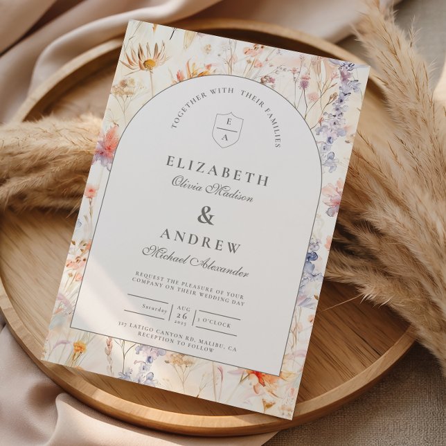 Moderne Botanische Florale Hochzeit Einladung (Von Creator hochgeladen)