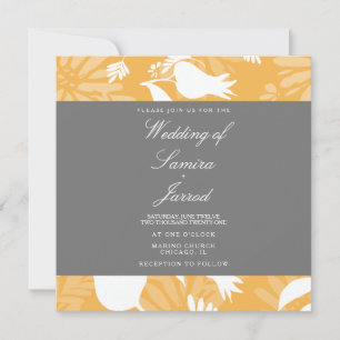 Moderne botanische gelbe graue Blumenhochzeit Tulp