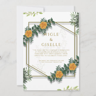Moderne botanische geometrische Blumenhochzeit  Einladung