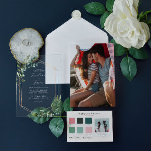Moderne Botanische Geometrische Hochzeit Acryleinladungen