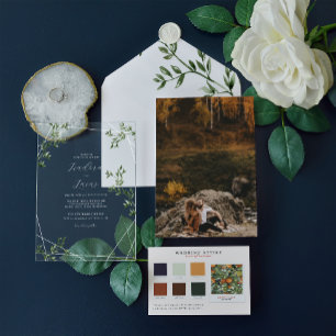 Moderne botanische geometrische Hochzeit   Mattier Acryleinladungen