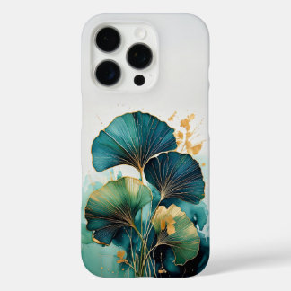 Moderne botanische Ginkgo-Blätter Tief Aquamarin iPhone 16 Pro Hülle