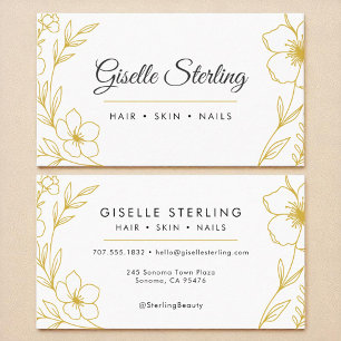 Moderne botanische Gold- und Weißnamentypografie Visitenkarte
