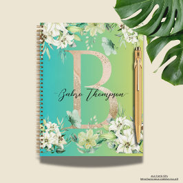 Moderne botanische Gradientgrün Notizbuch