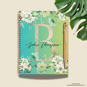 Moderne botanische Gradientgrün Notizbuch